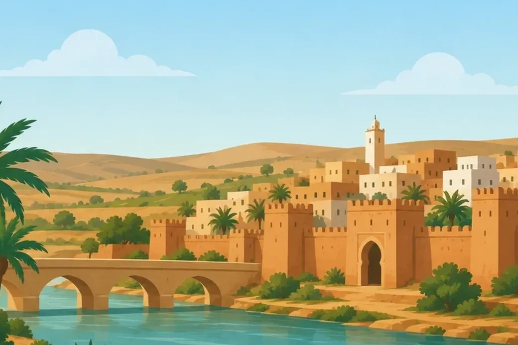 Kasbah Tadla - la kasbah de Tadla et l'Atlas